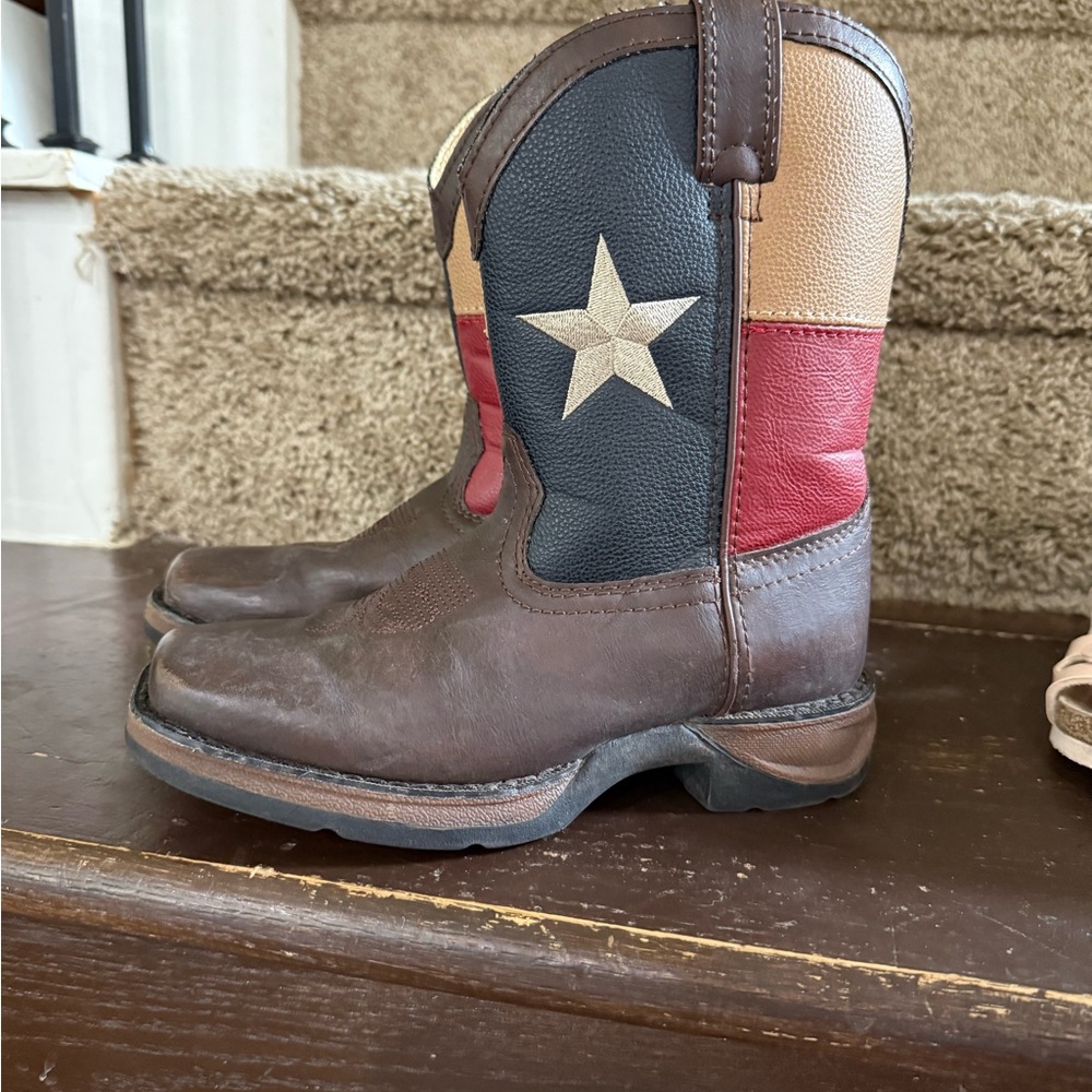 Durango Brown and Red Cowboy Boots with Americana Flair